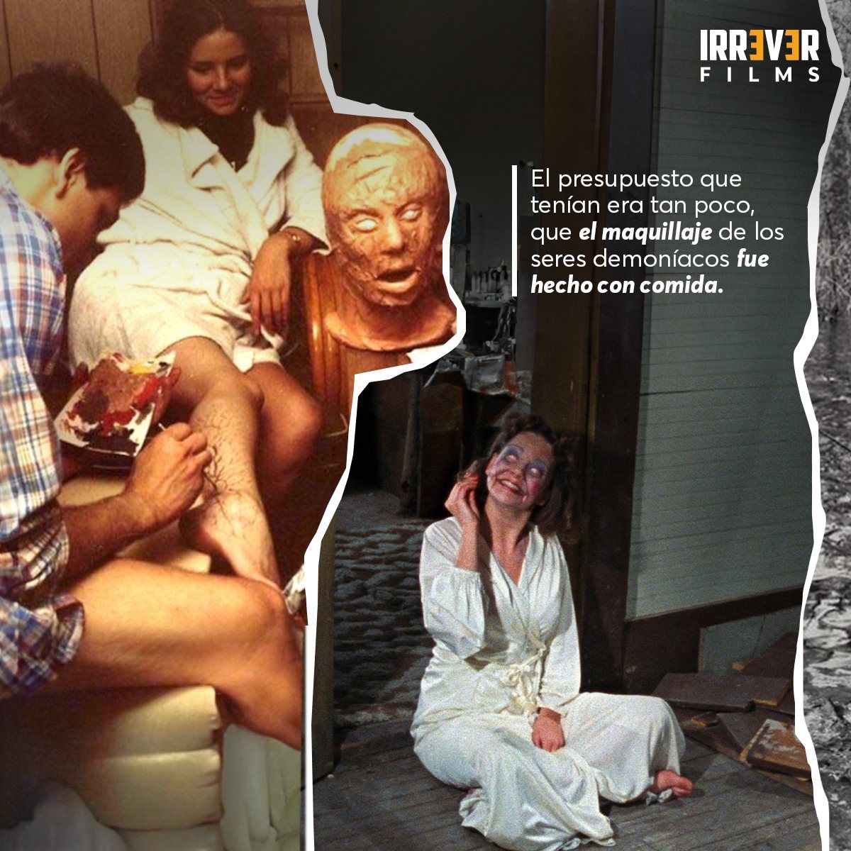 Carrusel Evil Dead para Irrever Films, slide 5: el maquillaje — diseño publicitario INFINIK STUDIO